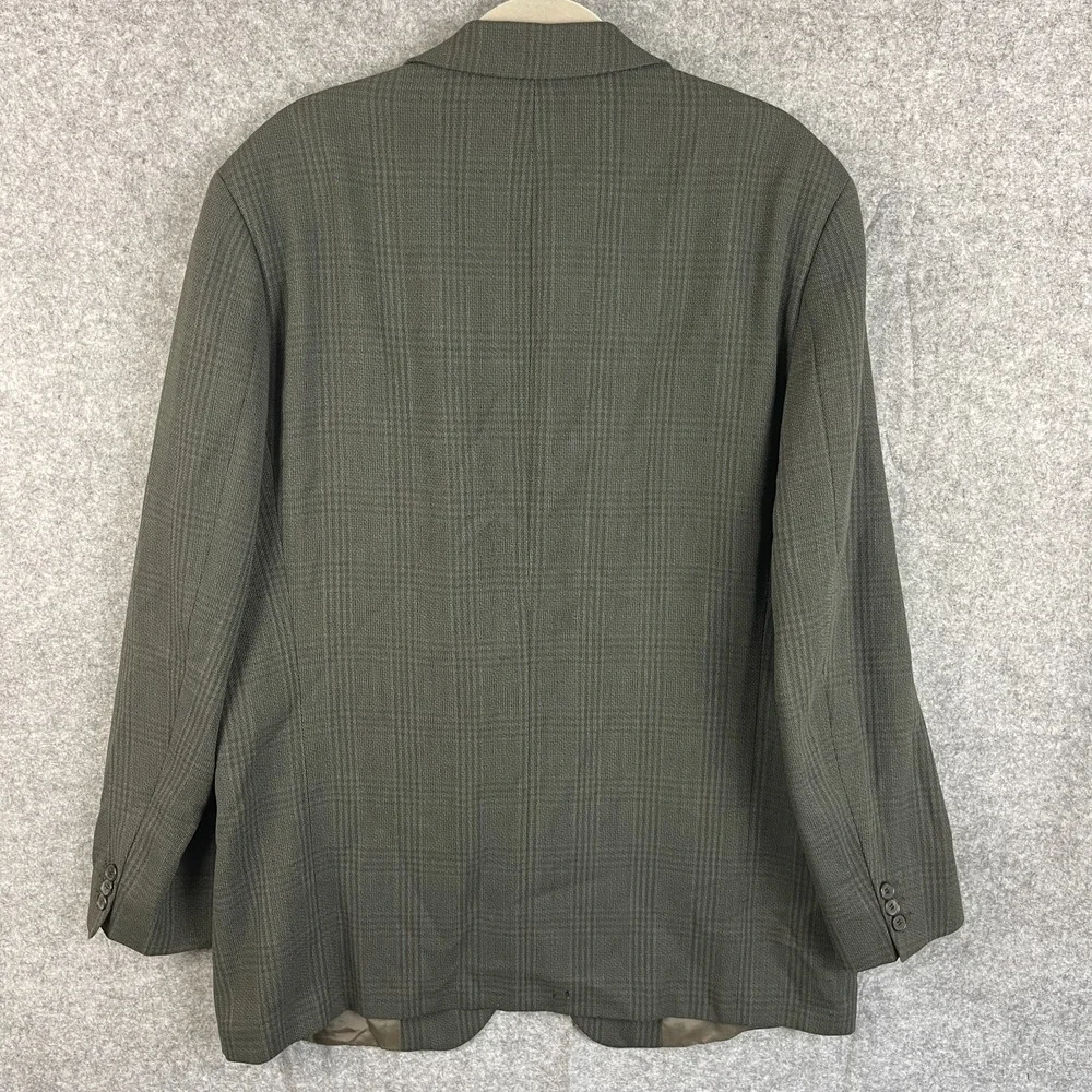 VTG Hugo Boss Blazer Sport Coat Mens 46R Gray Windowpane 3 Button Germany FLAWS